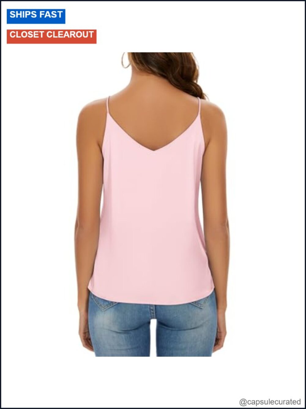 Silky V-Neck Camisole Tank Top Sleeveless Loose Fit Blouse - Picture 2 of 6